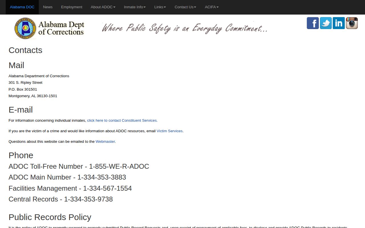 Franklin County released inmate mugshots ADOC records request fallback